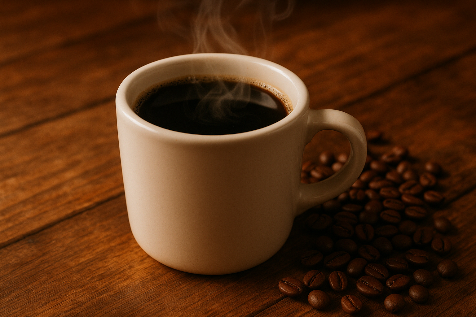 A cup of hot black coffee